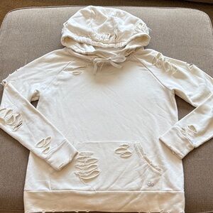 ALO Yoga Distressed Cream Hoodie